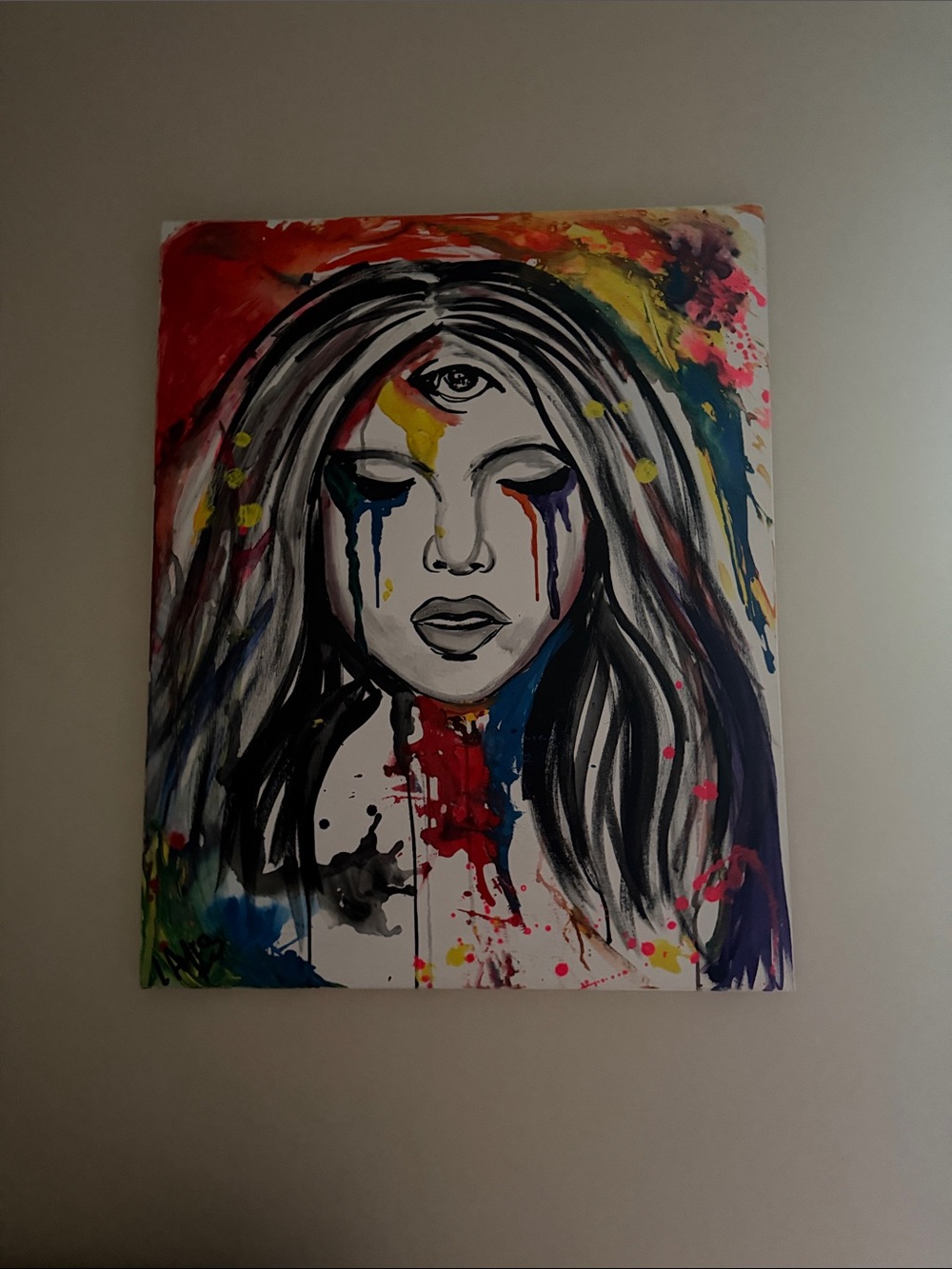 Abstract Third-Eye Woman Canvas Art - Multicolor